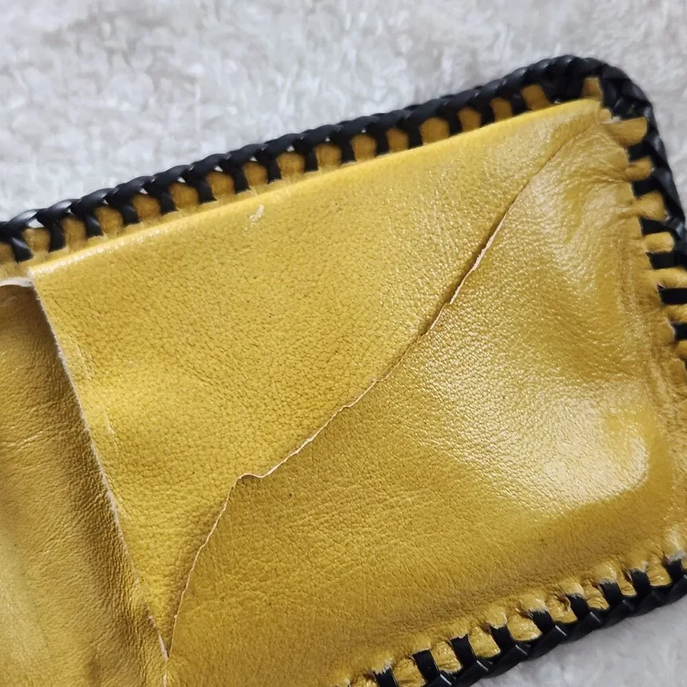 Vtg Hand Tooled Leather Braided Edge Bifold Wallet Western/Cowboy-Horse & Boots
